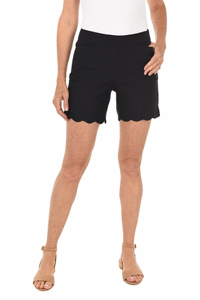 Pull-On Stretch Scallop Short Flexible Hemline Warm Mood