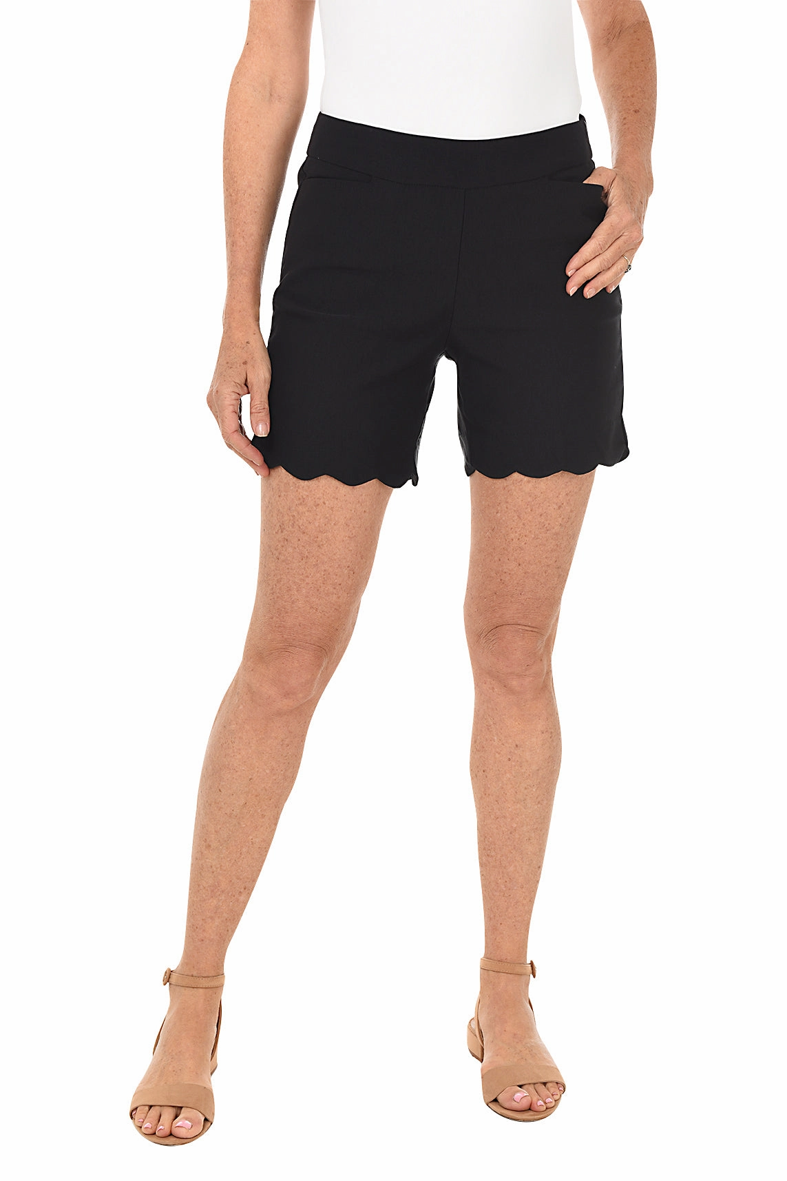 jewelry All Day Comfort Pull-On Stretch Scallop Short