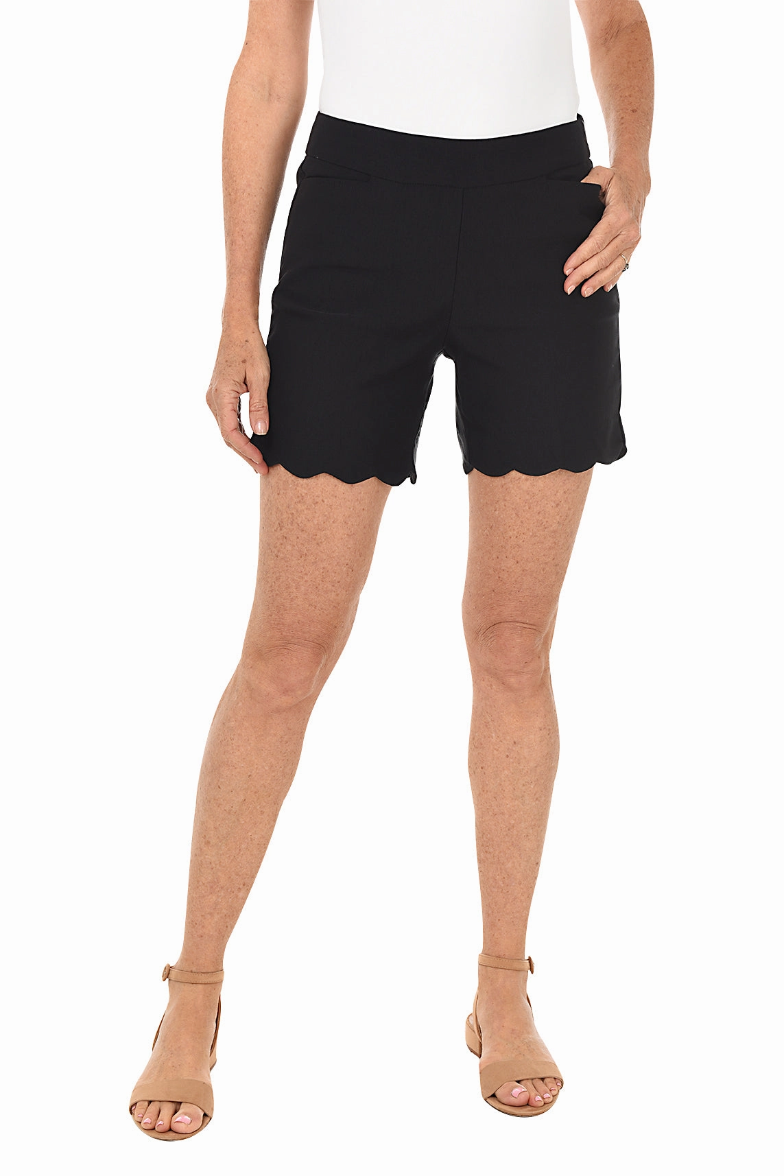 Pull-On Stretch Scallop Short Noise Free Operation Design Performance Ready
