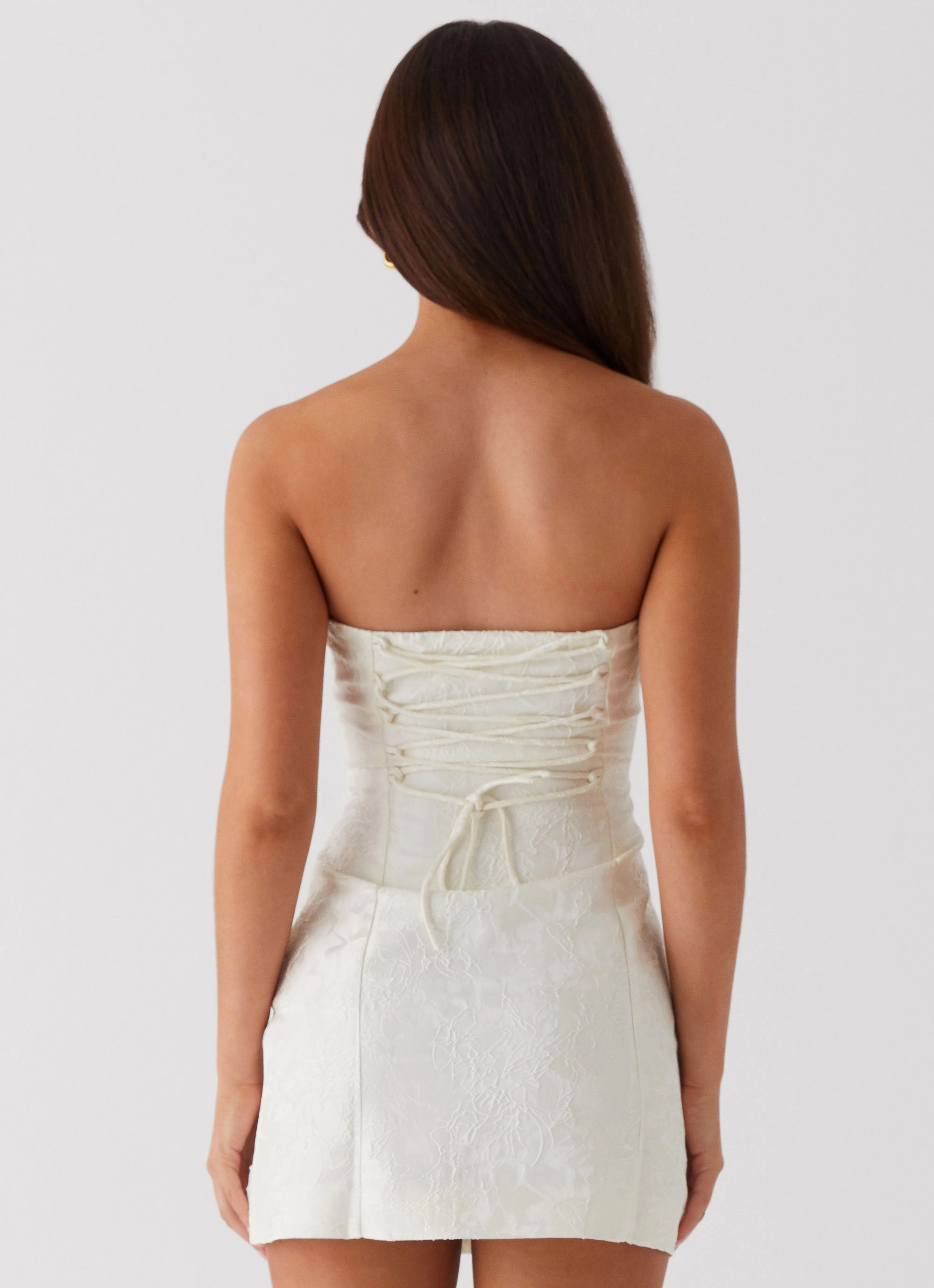 Eternity Strapless Mini Dress - Ivory Sharp Detail