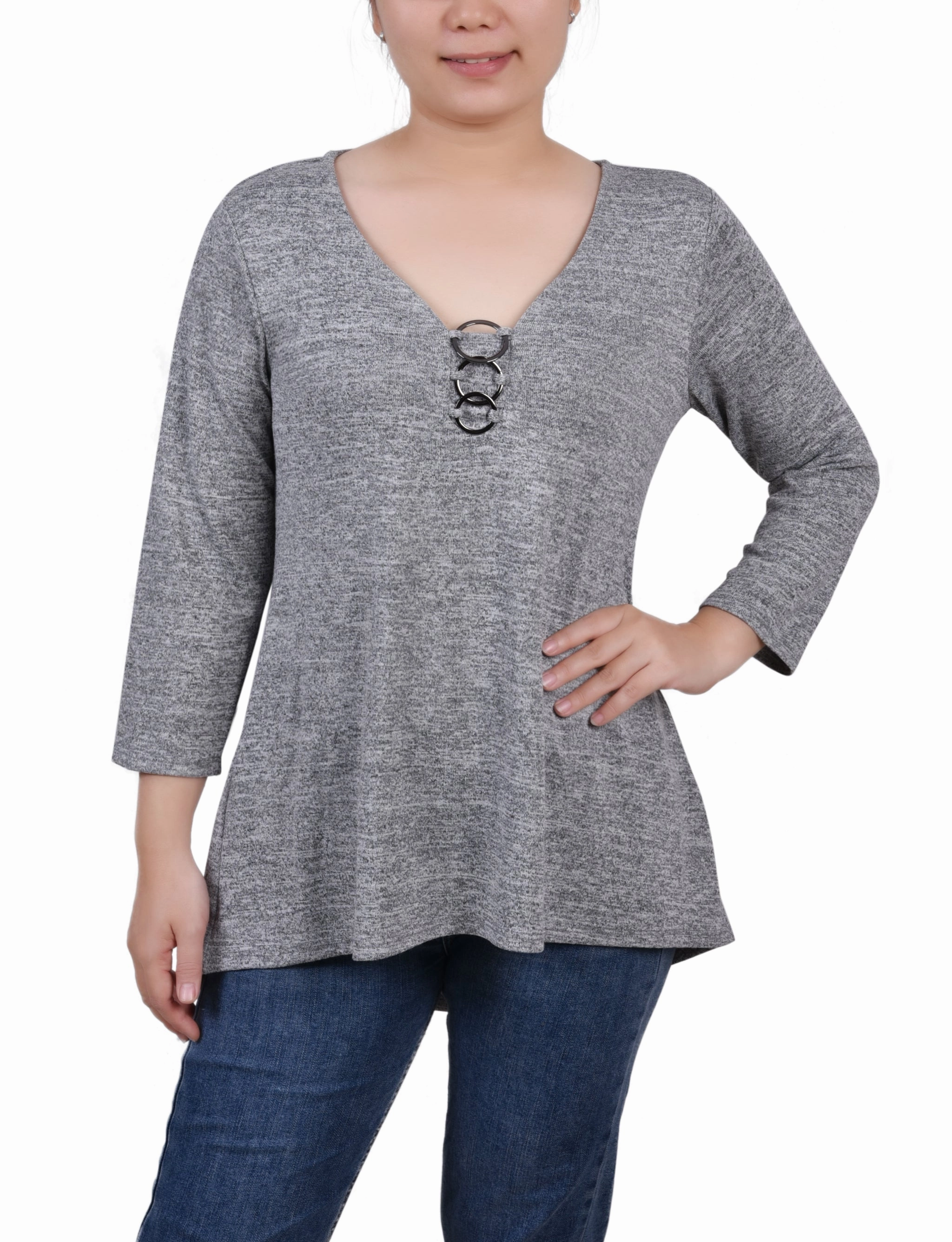 3/4 Sleeve 3-Ring Top Activewear Top Seamless Design