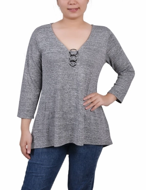 3/4 Sleeve 3-Ring Top Activewear Top Seamless Design