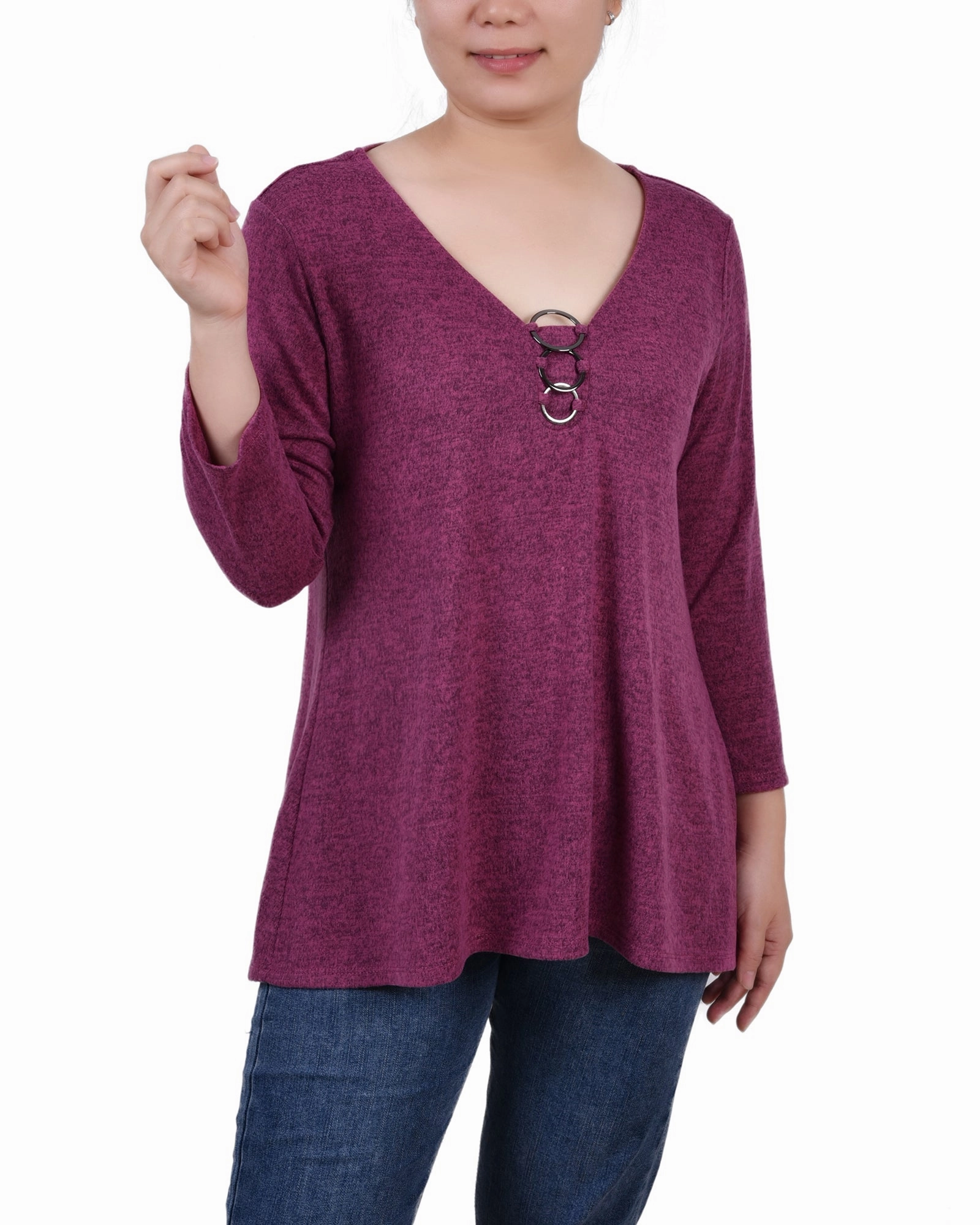 3/4 Sleeve 3-Ring Top Durable Chainstitch