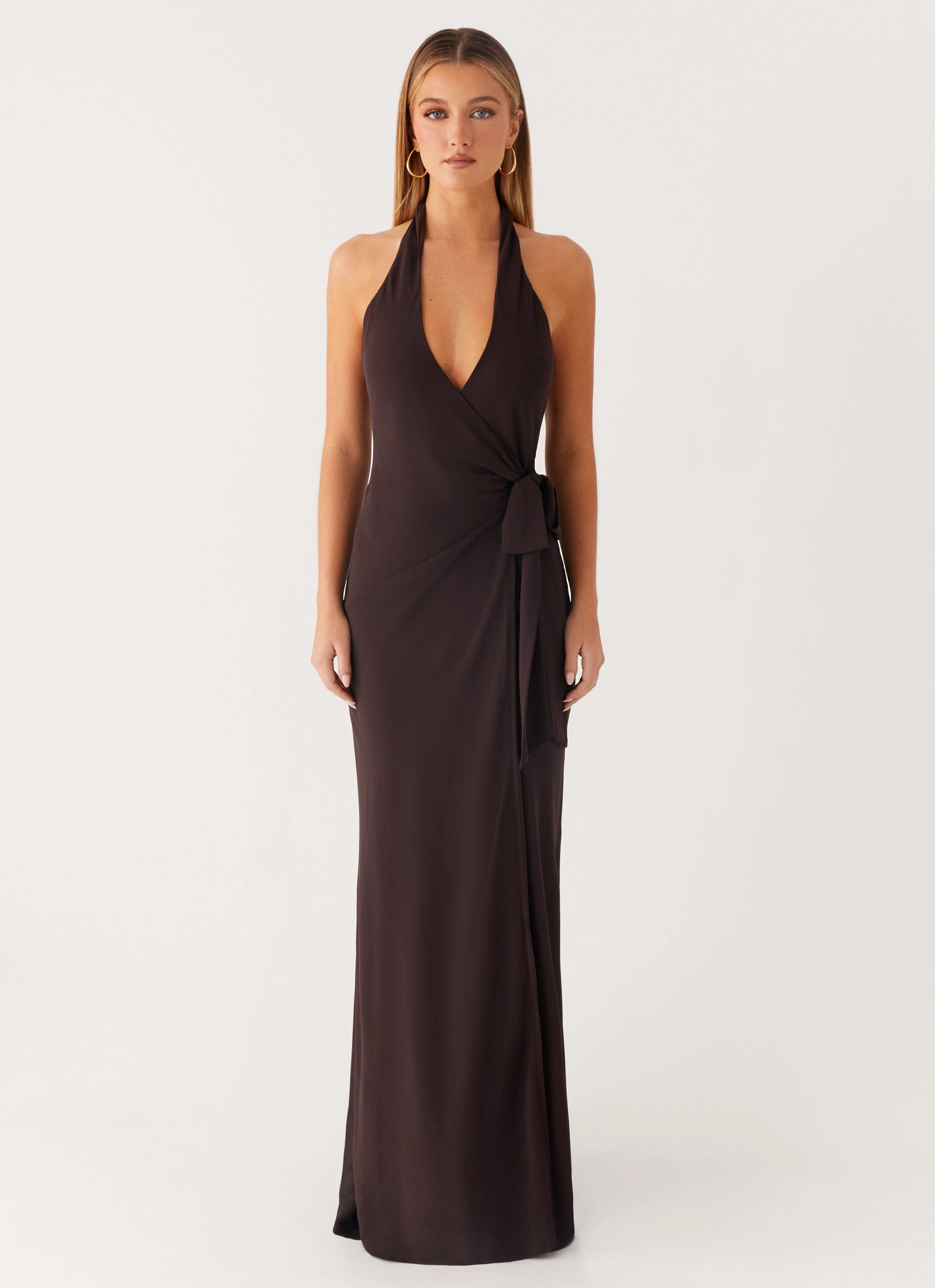 So Chic Maxi Dress - Cool Chocolate Pleated design Comfy Shape
