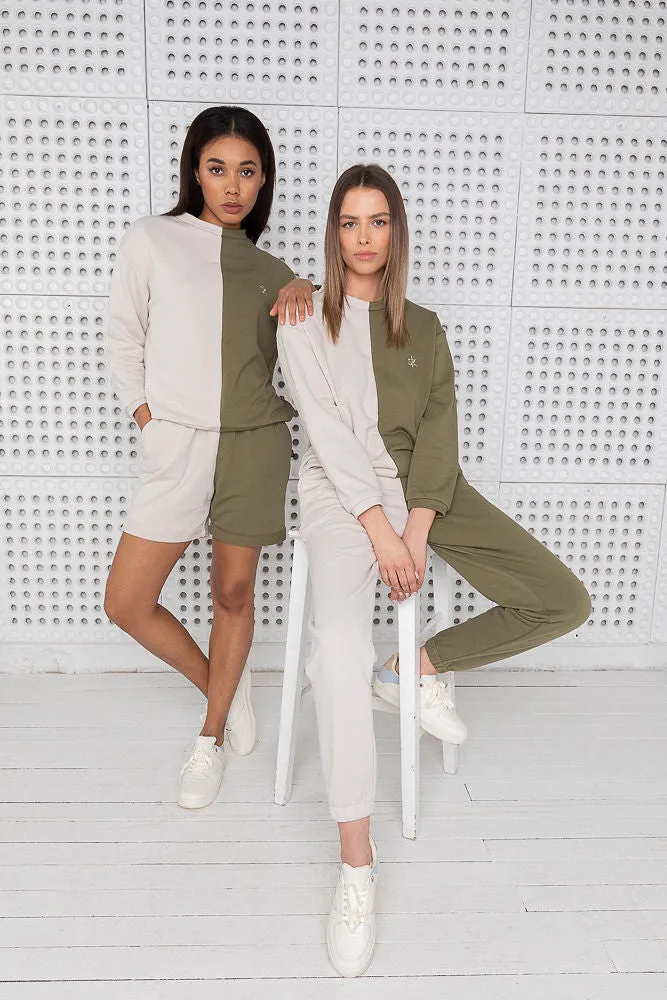 Sofa Killer two color women lounge wear with shorts option sand and Olive