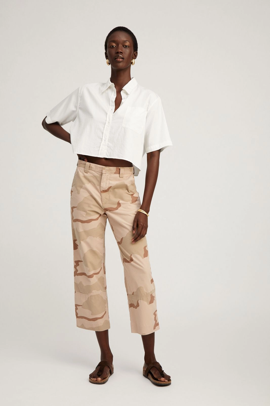 Dusty Pink Camouflage Slash Pocket Trousers Flexible Leg