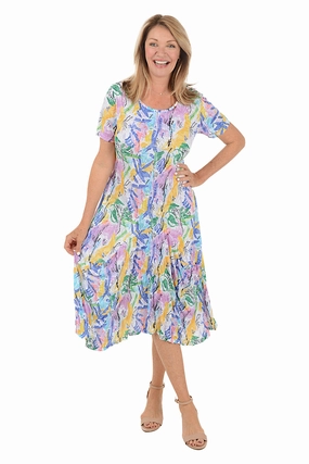 Mardi Gras Short Sleeve Draped Dress Perfectly Crafted Outdoor Scene