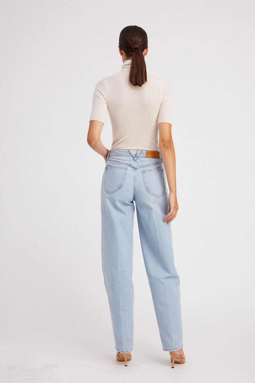 Multi Directional Zipper Placement Bianca Wide Leg Tapered Denim