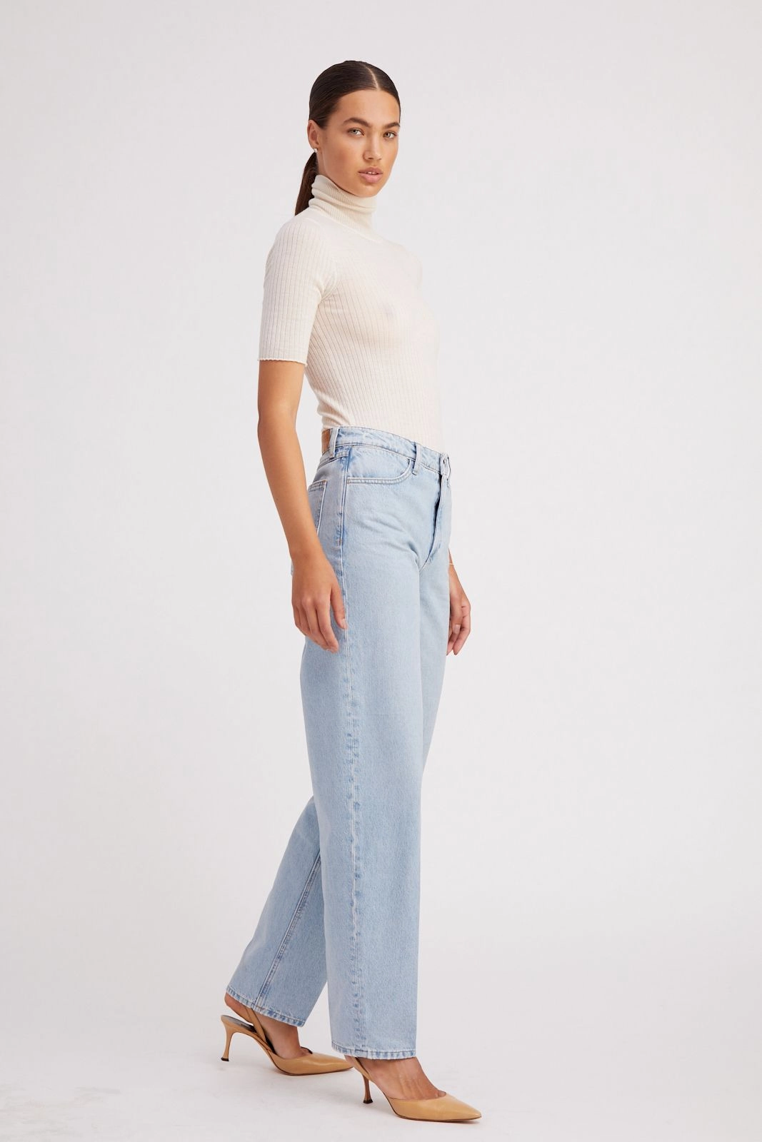 Basic Dress Soft Cotton Bianca Wide Leg Tapered Denim