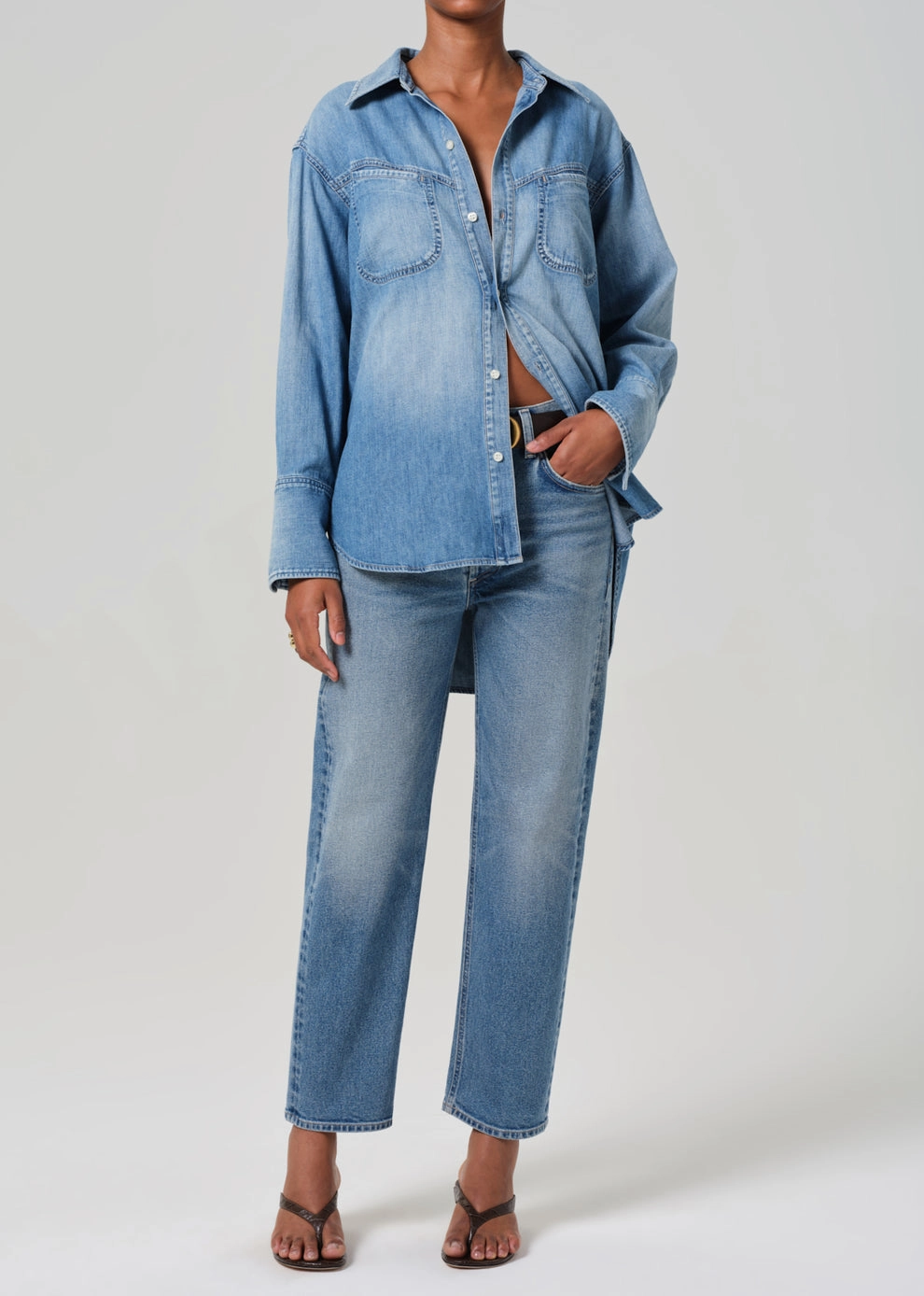 Delfina High Rise Straight in Elsinore Sharp Edge