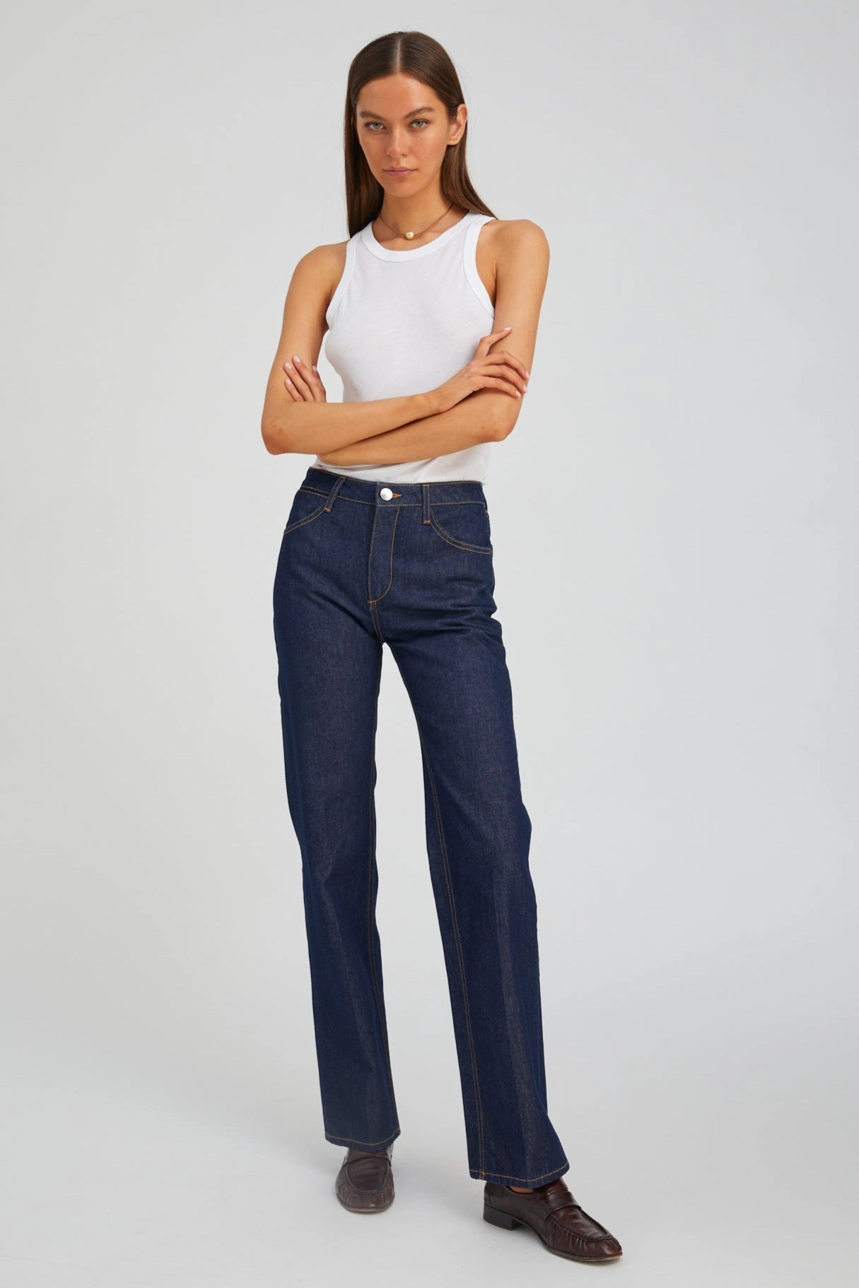 High Density Weave Seasonal Basic Jane Loose Straight Denim