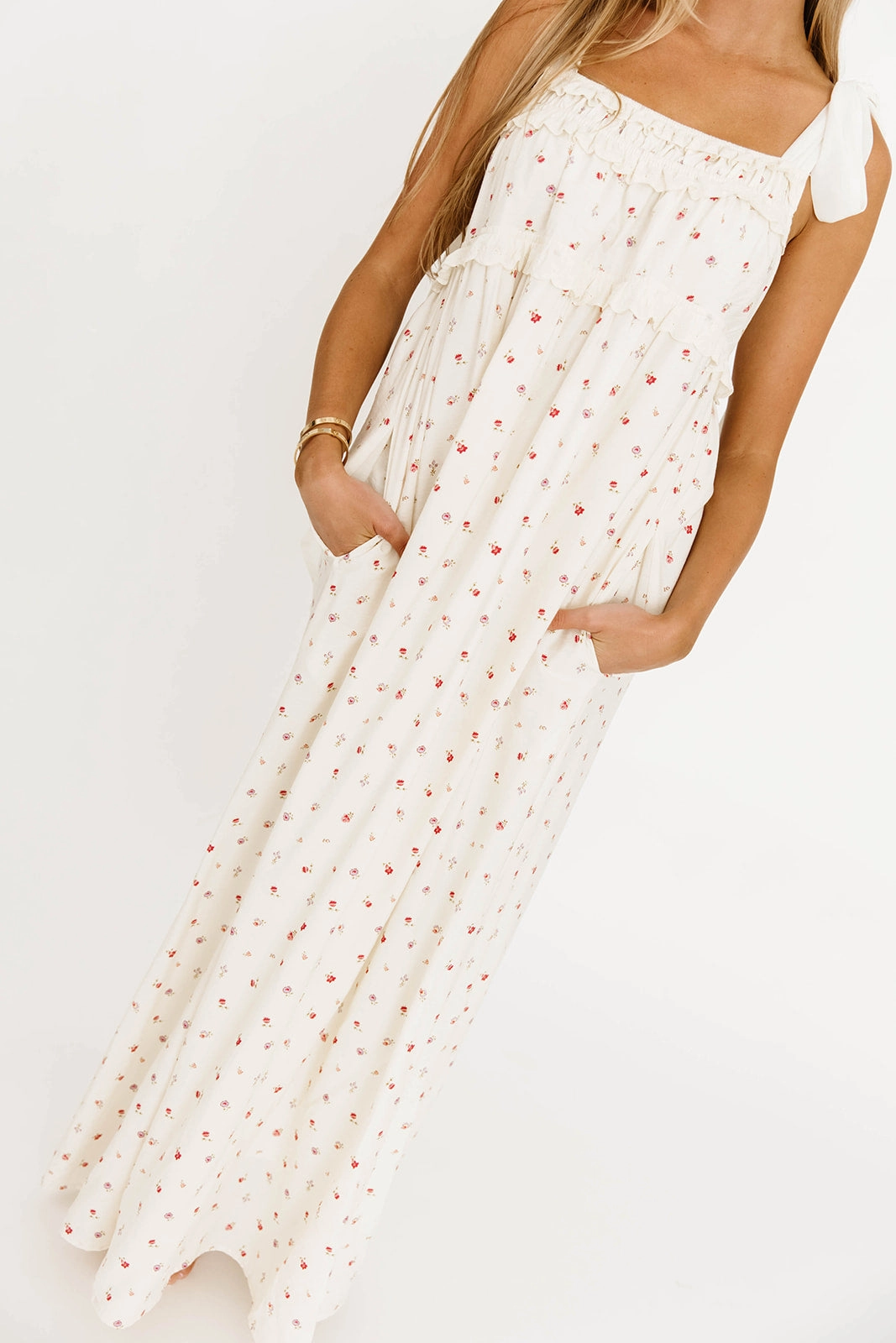 Relaxed Style Wear Satin Finish Ellery Tank Maxi Dress with Bow Straps in Primrose - Bump Friendly