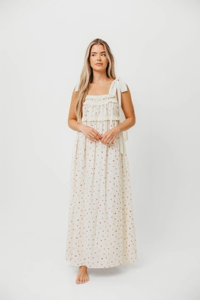 Ellery Tank Maxi Dress with Bow Straps in Primrose - Bump Friendly Fall Comfort