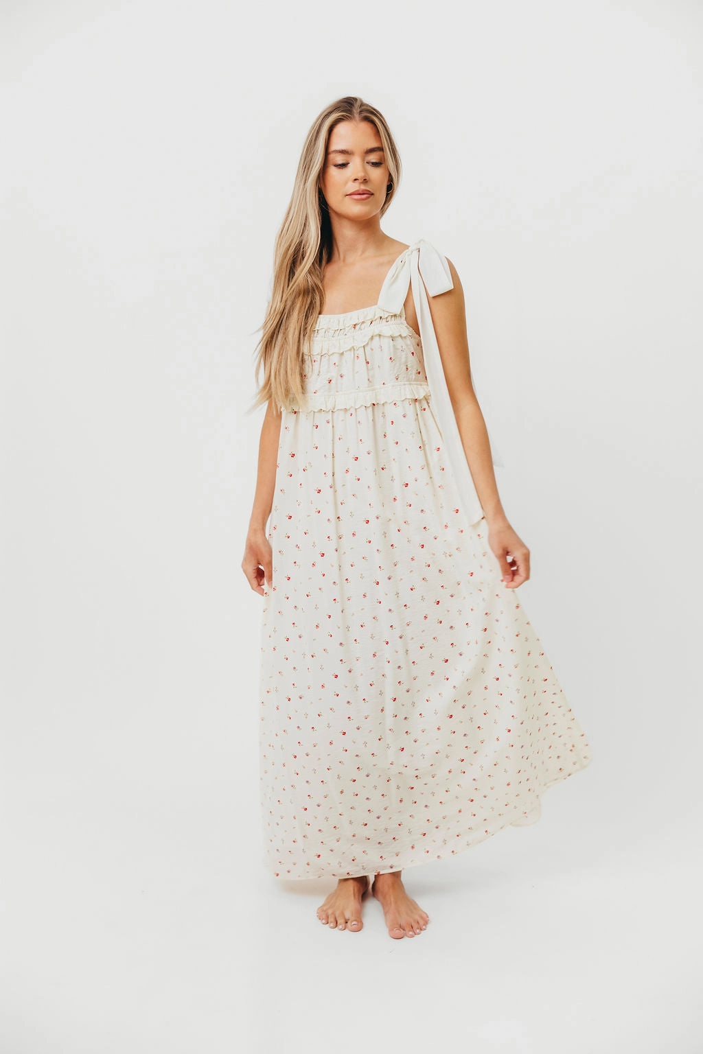 Daily Comfort Smooth Motion Ellery Tank Maxi Dress with Bow Straps in Primrose - Bump Friendly