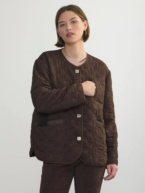 Layered Collar Design DoubleStitching RHYS QUILTED JACKET
