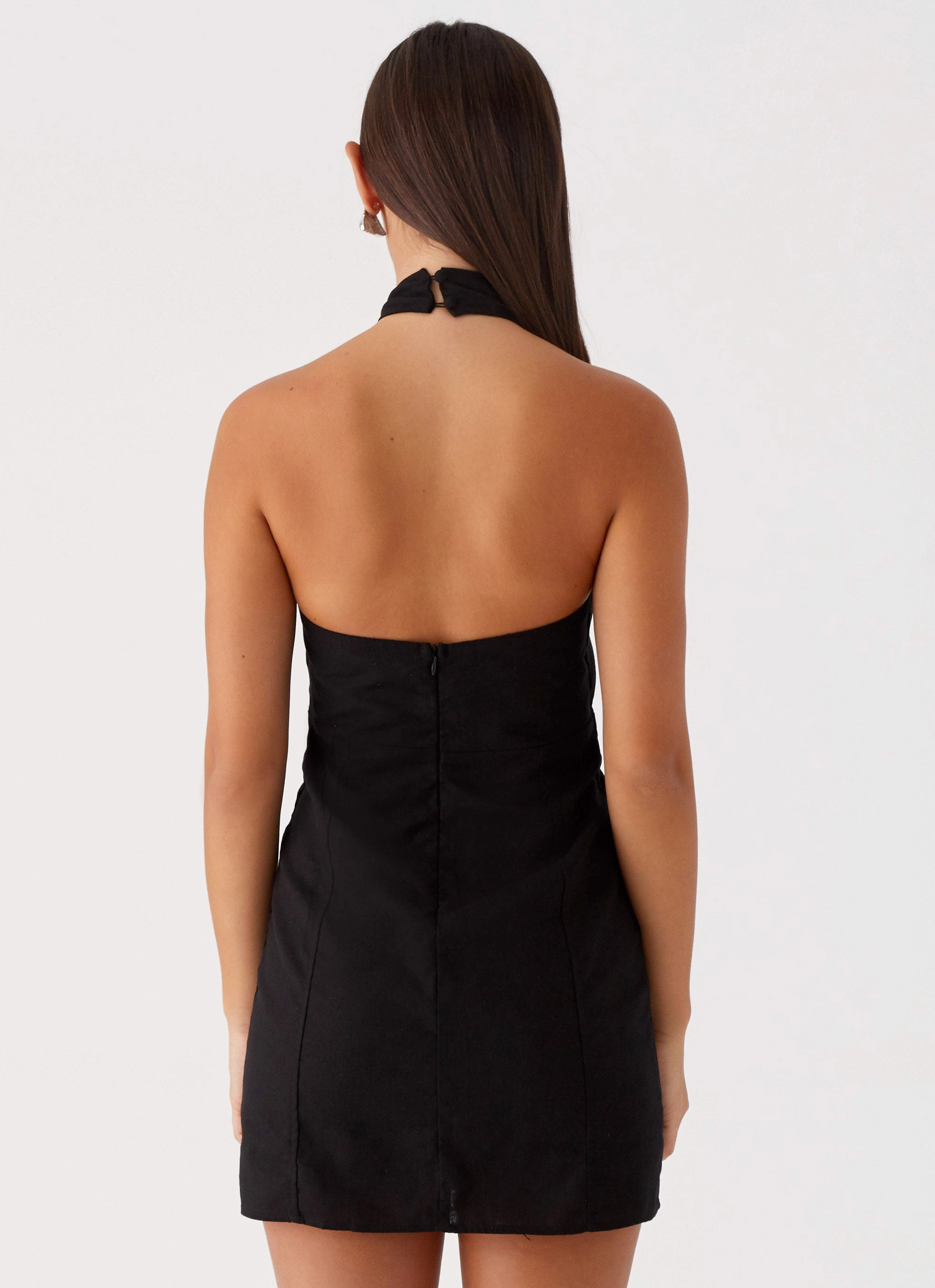 NonChafeSeams Tall Girl Sabine Linen Mini Dress - Black