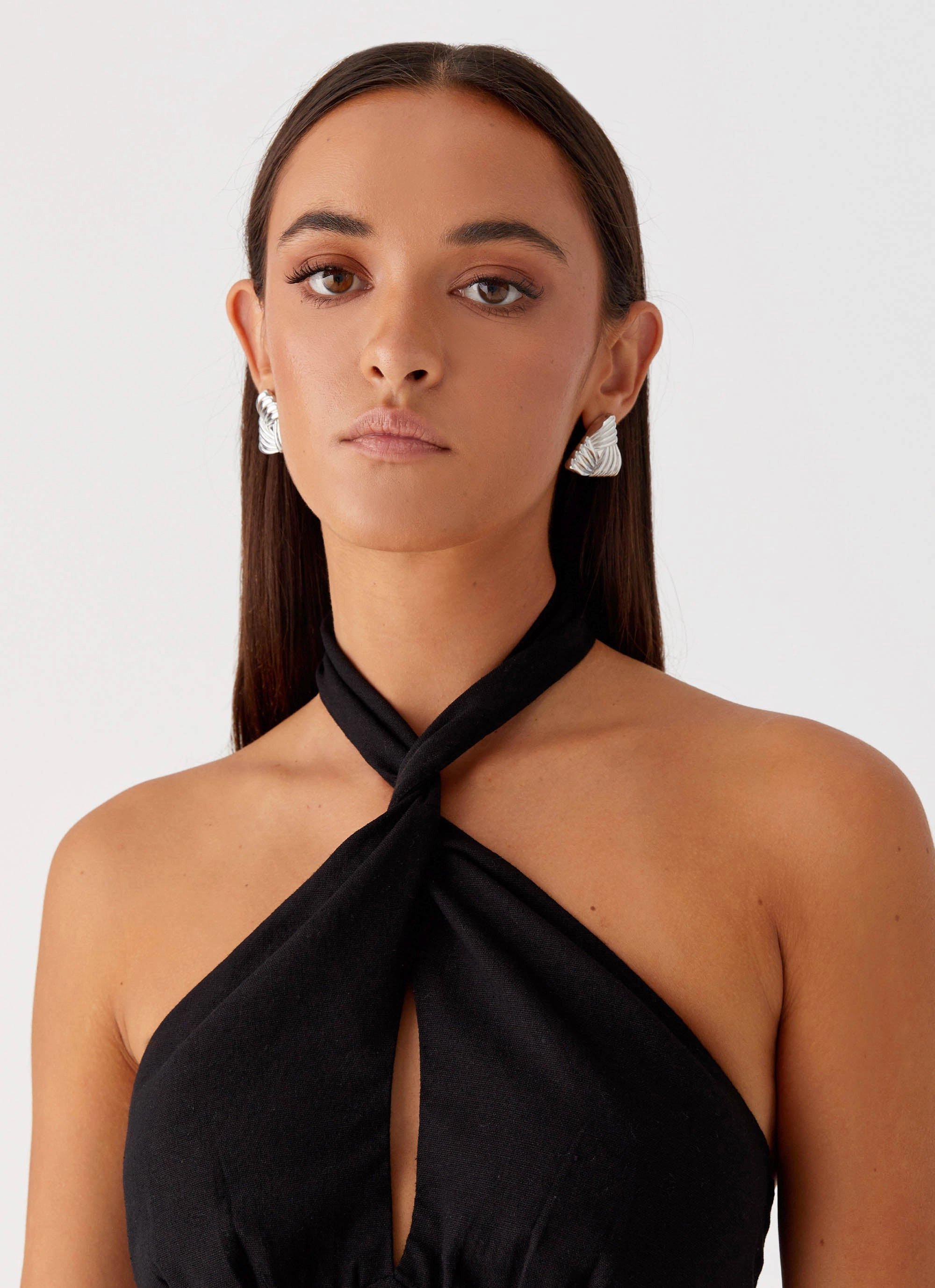Sabine Linen Mini Dress - Black Silky Shape Comfortable and Fashionable