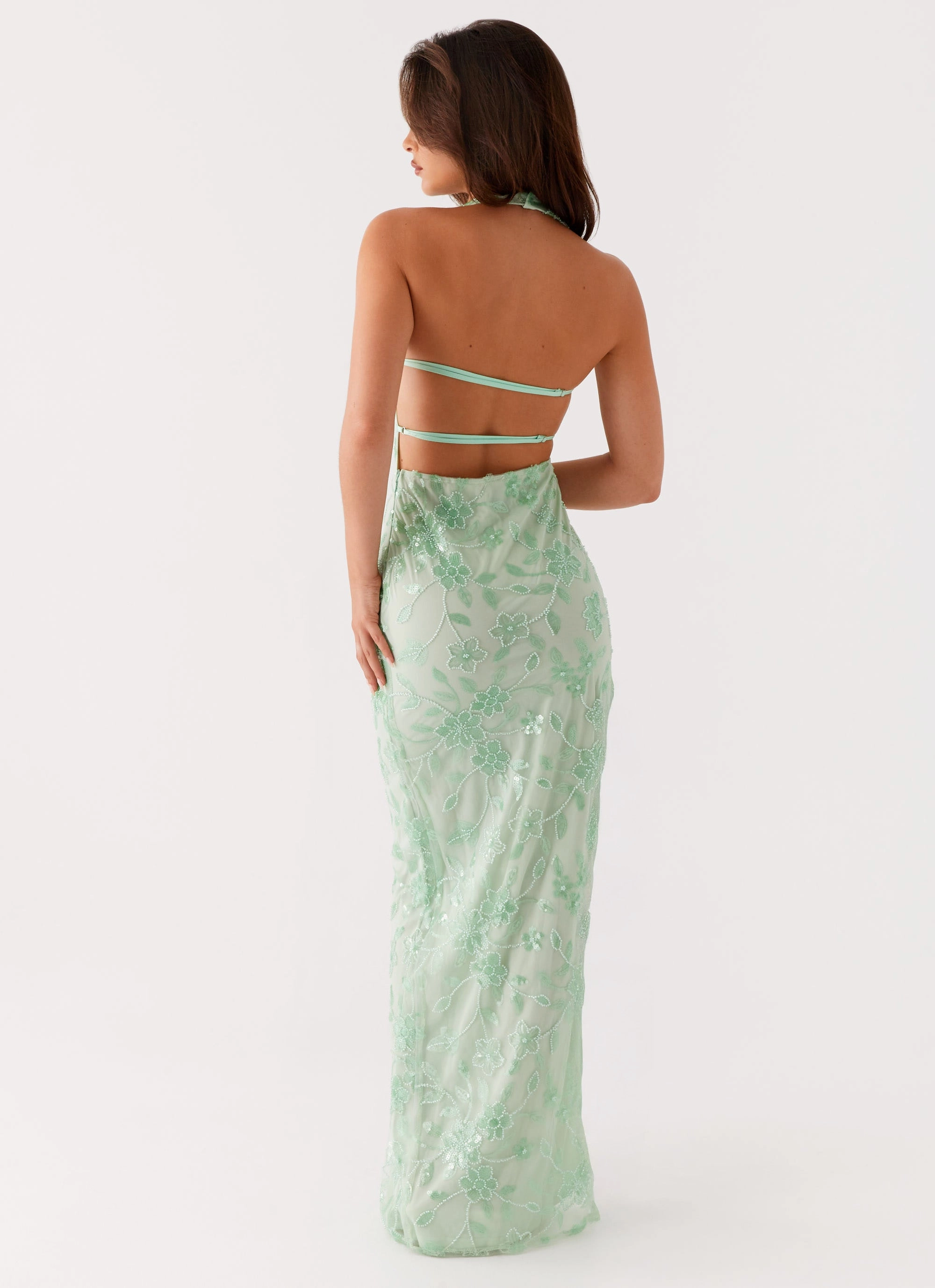 Cydney Beaded Maxi Dress - Sage ElasticWaistband
