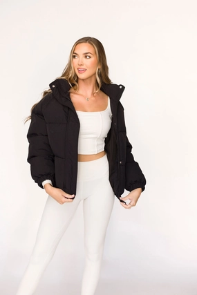 Jasmine Oversized Puffer Jacket in Black Thermal Insulation