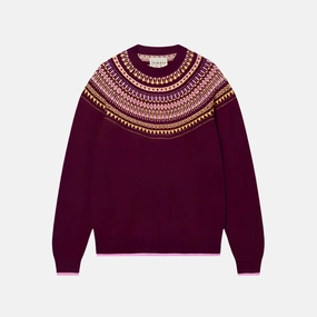 Wear Resistant Fabric Fairisle Yoke Crew Rouge Noir