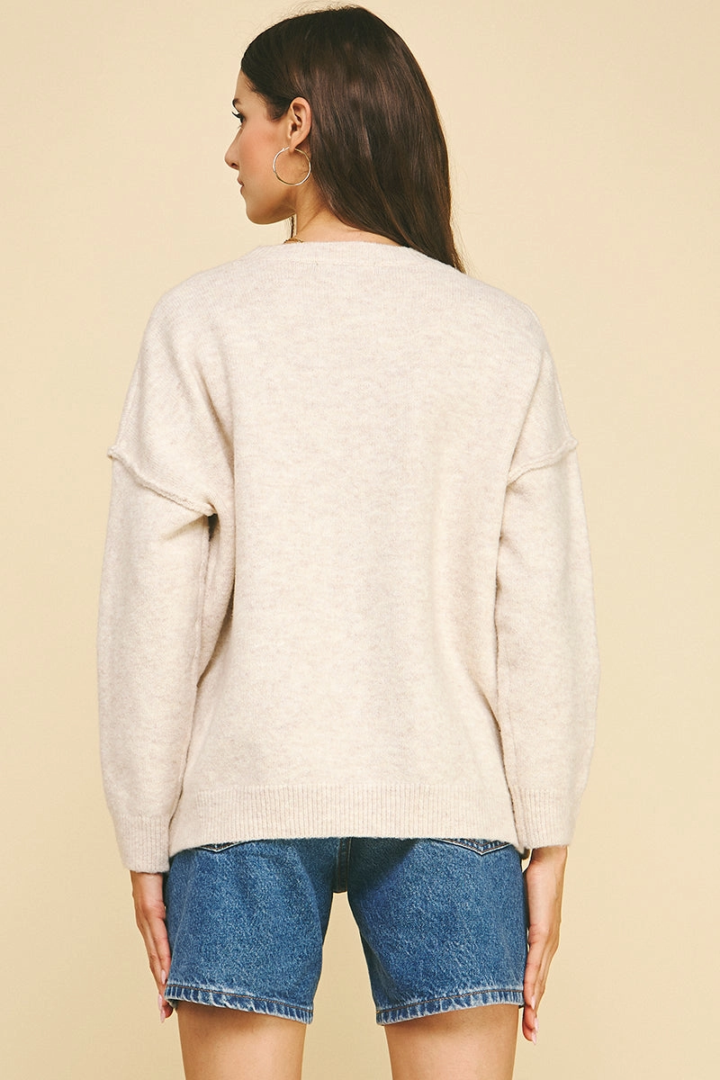 FrictionResistantEdges Friction Resistant Edges Oatmeal Yarn Knit Sweater