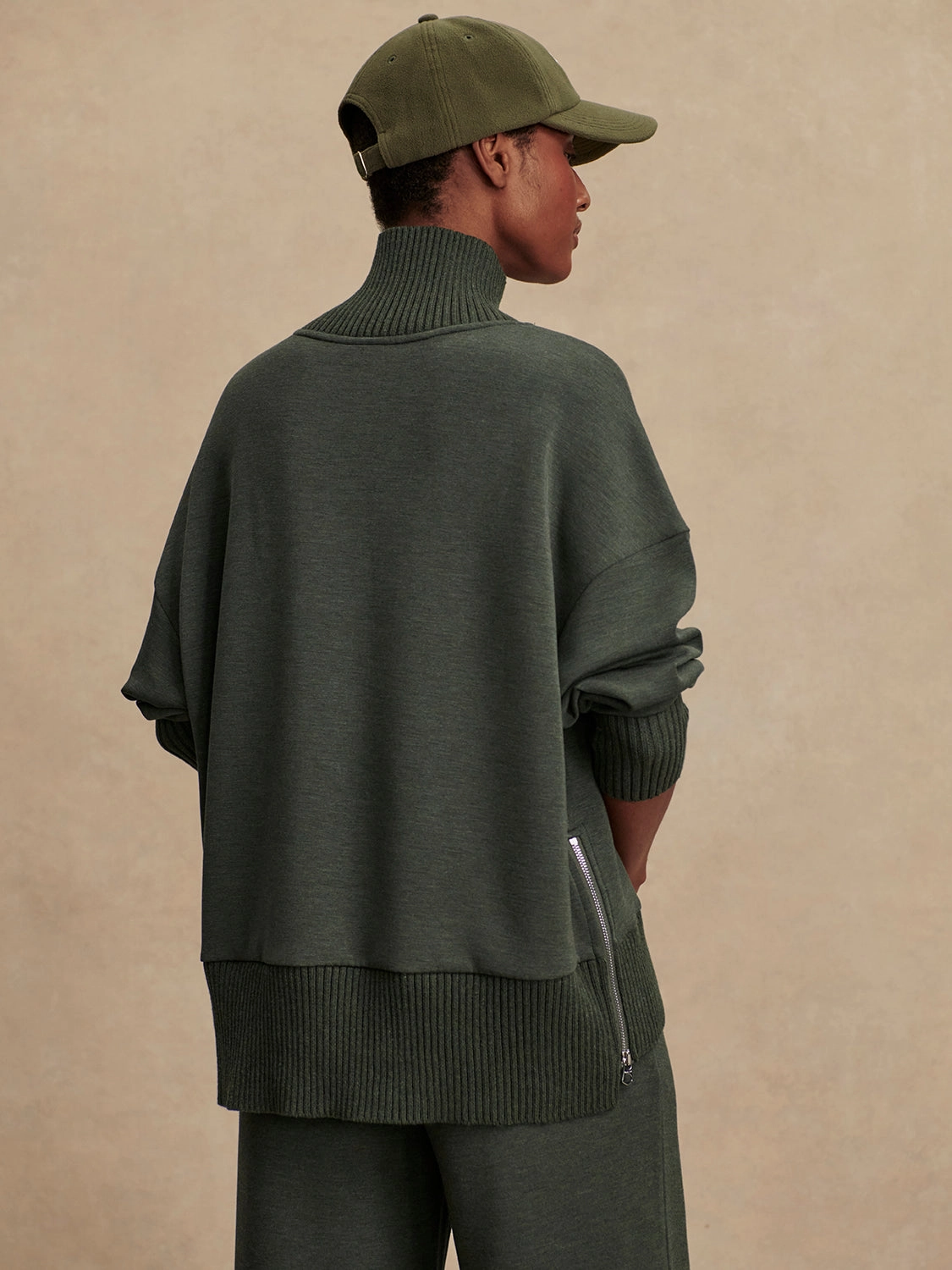 Varley Barker High-Neck Sweat in Olive Marl Cold Weather