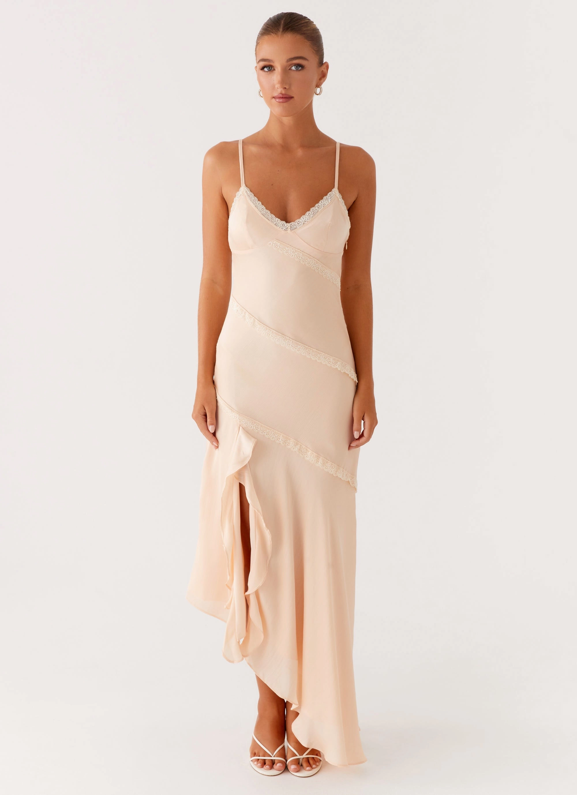 Solana Maxi Dress - Peach Gathered Skirt Clean Touch