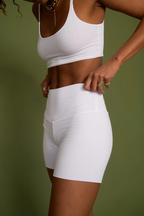 Ribbed Bike Short - White Light Flex Wear