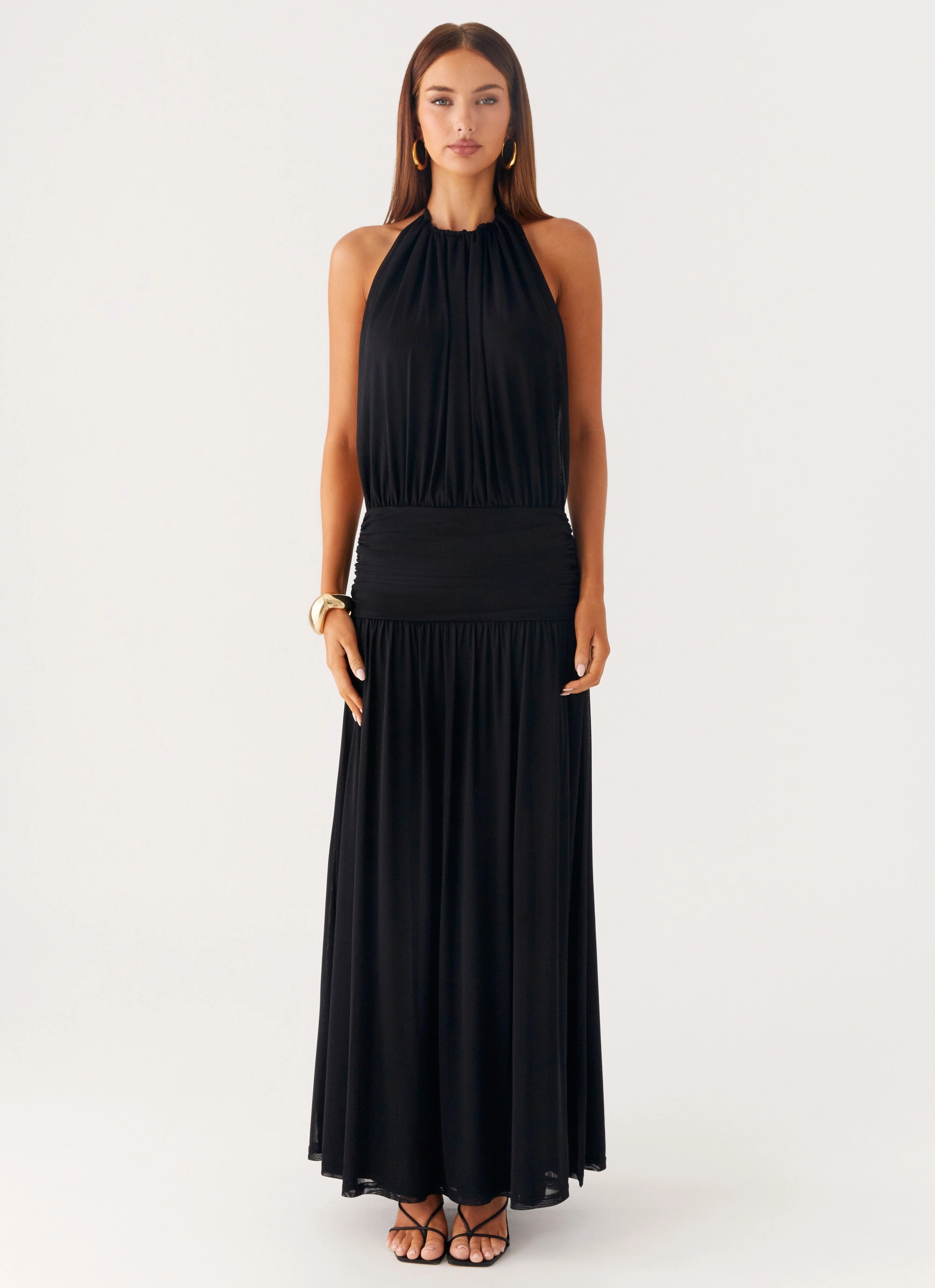 Solena Halter Neck Maxi Dress - Black Sister Charm Casual Fit