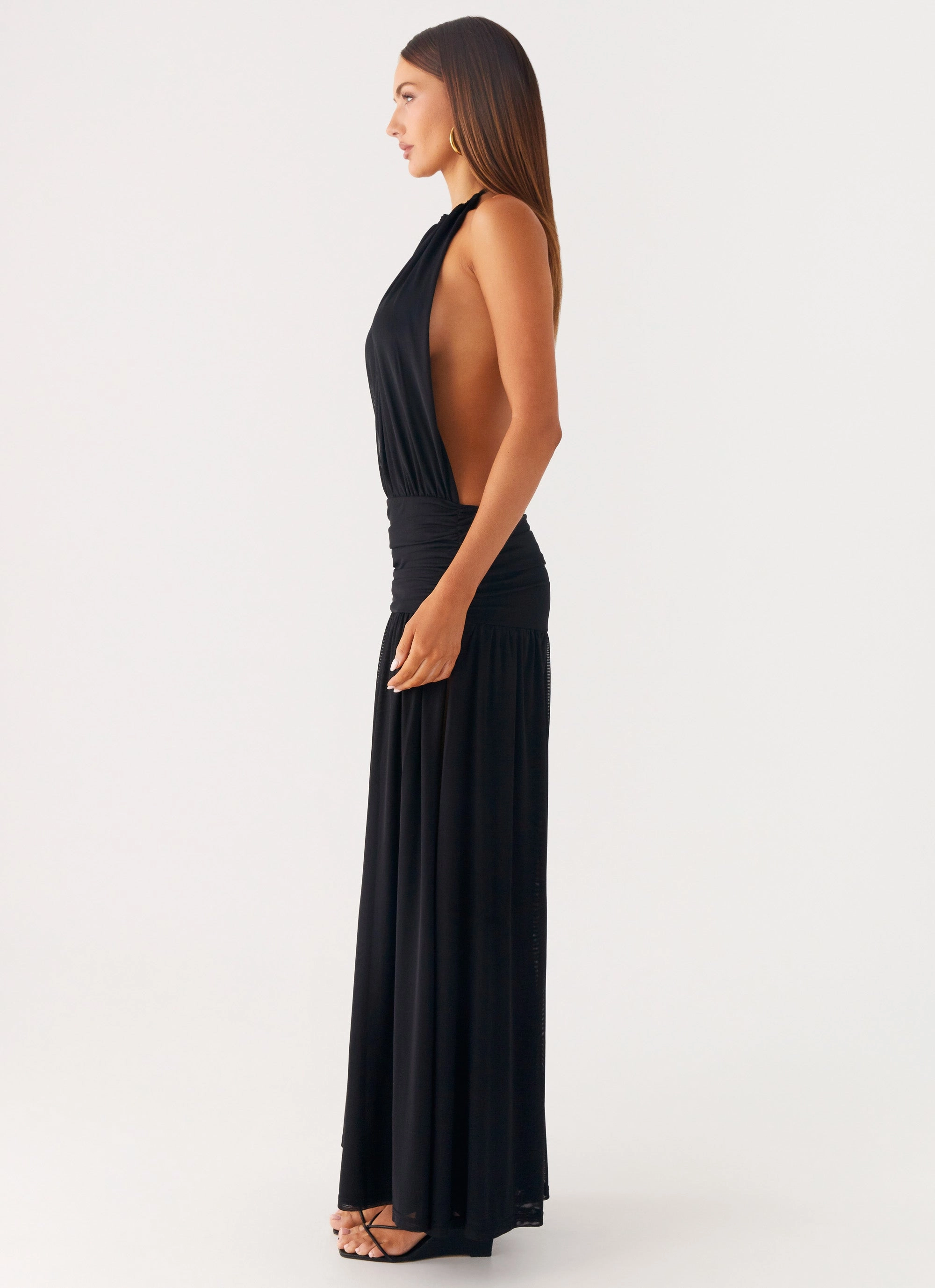 Holiday-Party Solena Halter Neck Maxi Dress - Black