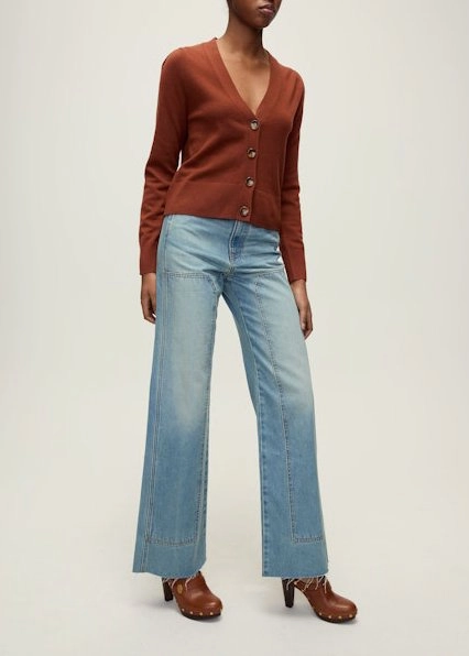 Mesh Lining CarbonNeutral Production Solene Cashmere Cardigan Orange Brandy