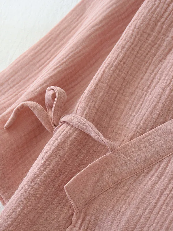 Solid Cotton Couple Pajama Robe