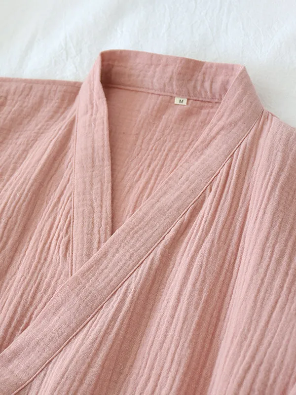 Solid Cotton Couple Pajama Robe