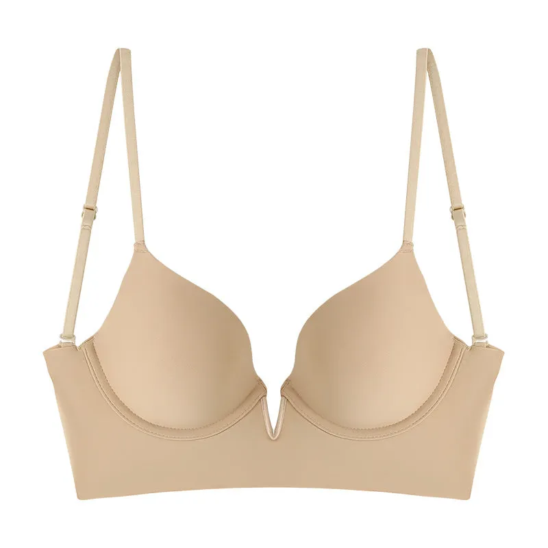 Solid Crisscross Underwire Push-up Bra