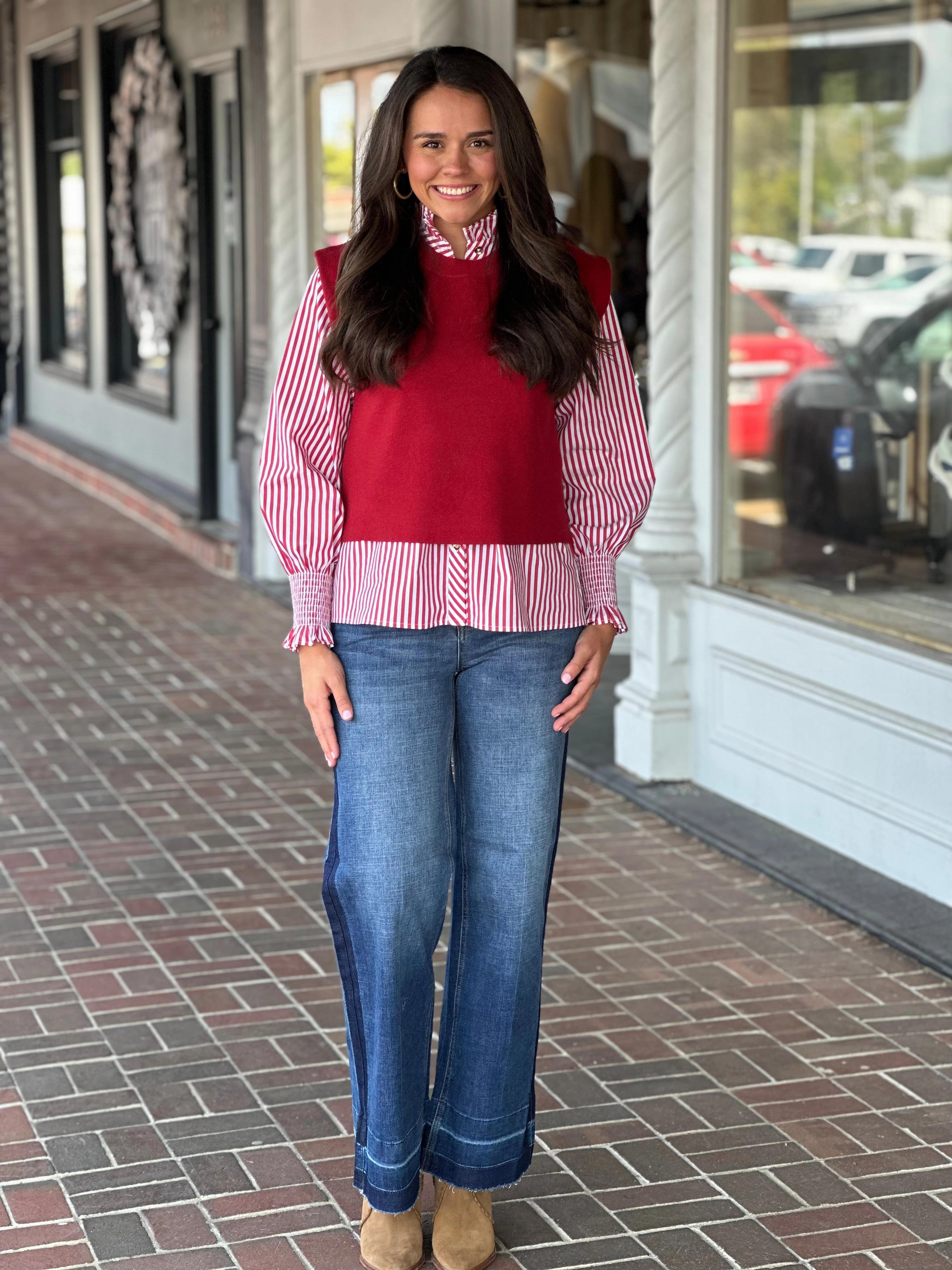 Solid Cap Sleeve Sweater in Wine ZipperedPockets Warm Hoodie