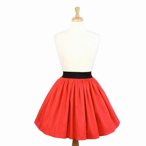 Smooth Look Solid Coral Red A-line Pleated Skirt #S-AP645
