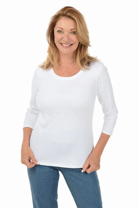 UPFProtection Stretchable Neckline Solid Curved Hem Knit Top