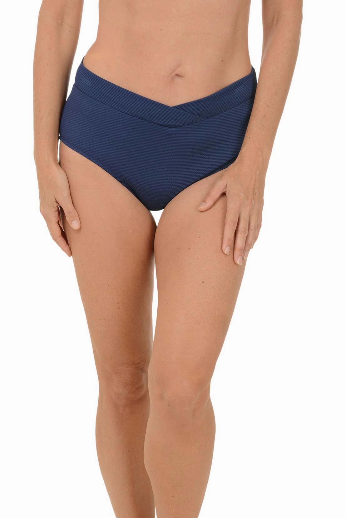 HighNeck Wicking Inner Lining Solid Pique Crossover Swim Brief