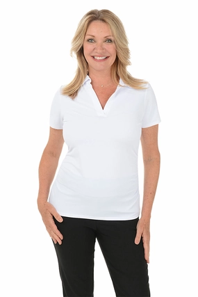 Solid Pique UPF50 Short Sleeve Polo Top Two Tone Weave