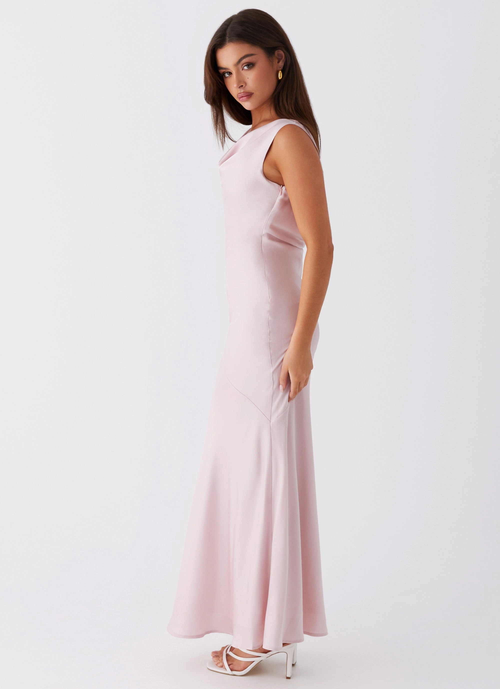 Be Mine Satin Maxi Dress - Mauve Pink All Season Blush Glow