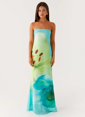 Darcy Maxi Dress - Turquoise Floral Euro Touch