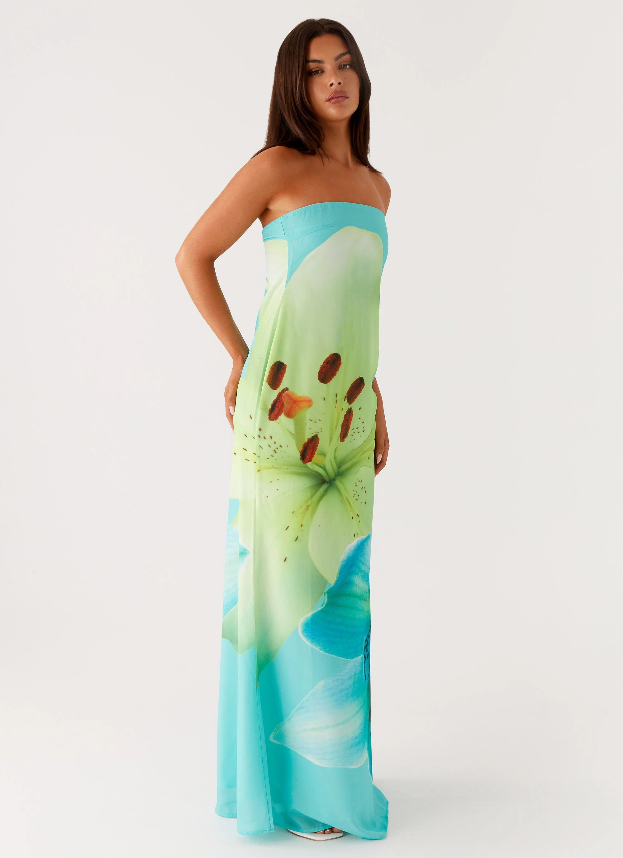 Darcy Maxi Dress - Turquoise Floral Smooth Layers