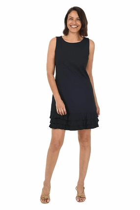 Solid UPF50  Ruffle Dress Subtle Texture Weave AntiStatic Treatment