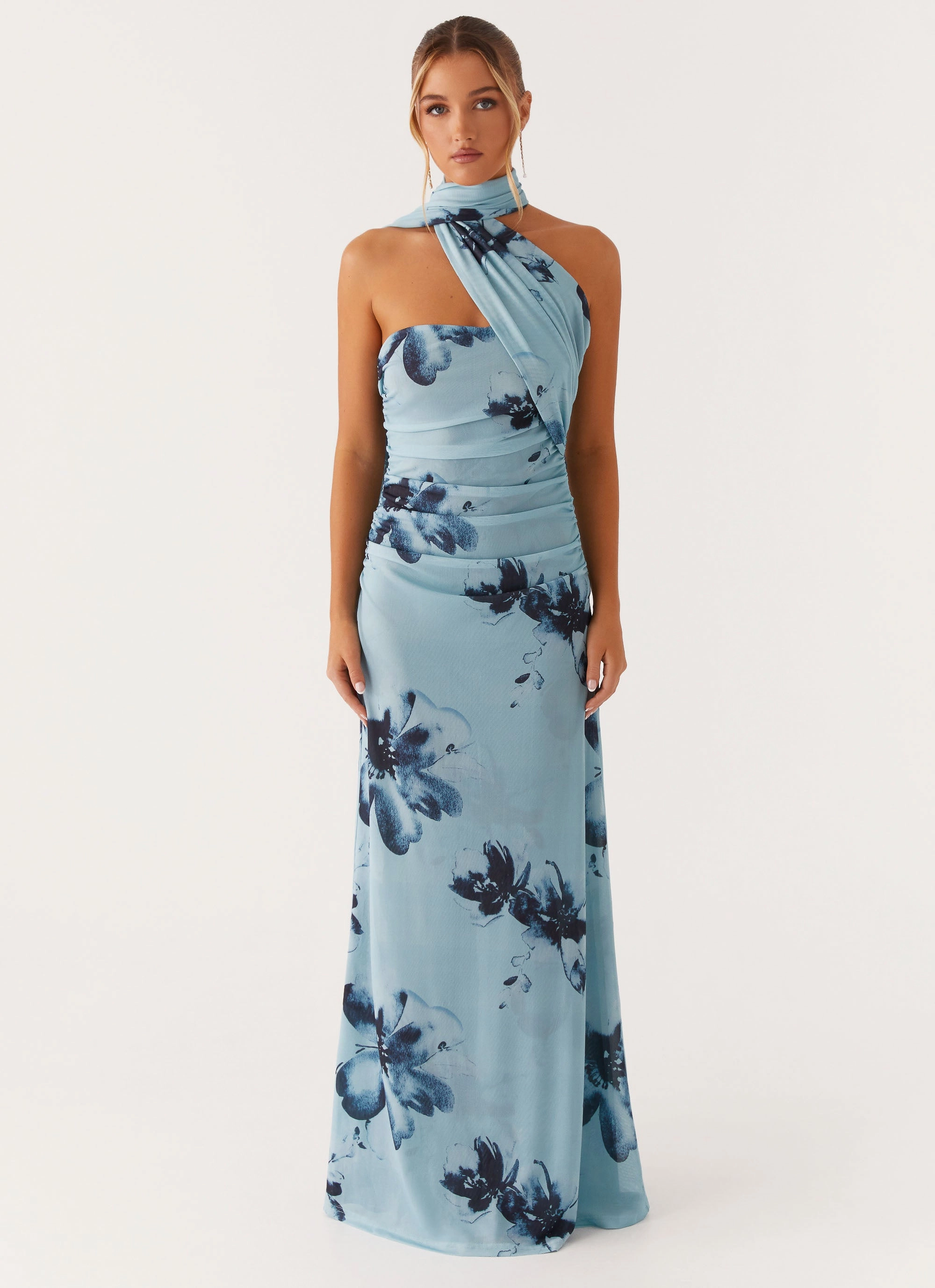 Songbird Maxi Dress - Blue Black Floral Flattering Fit Wear