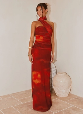 Songbird Maxi Dress - Scarlet Blur Bare Arm