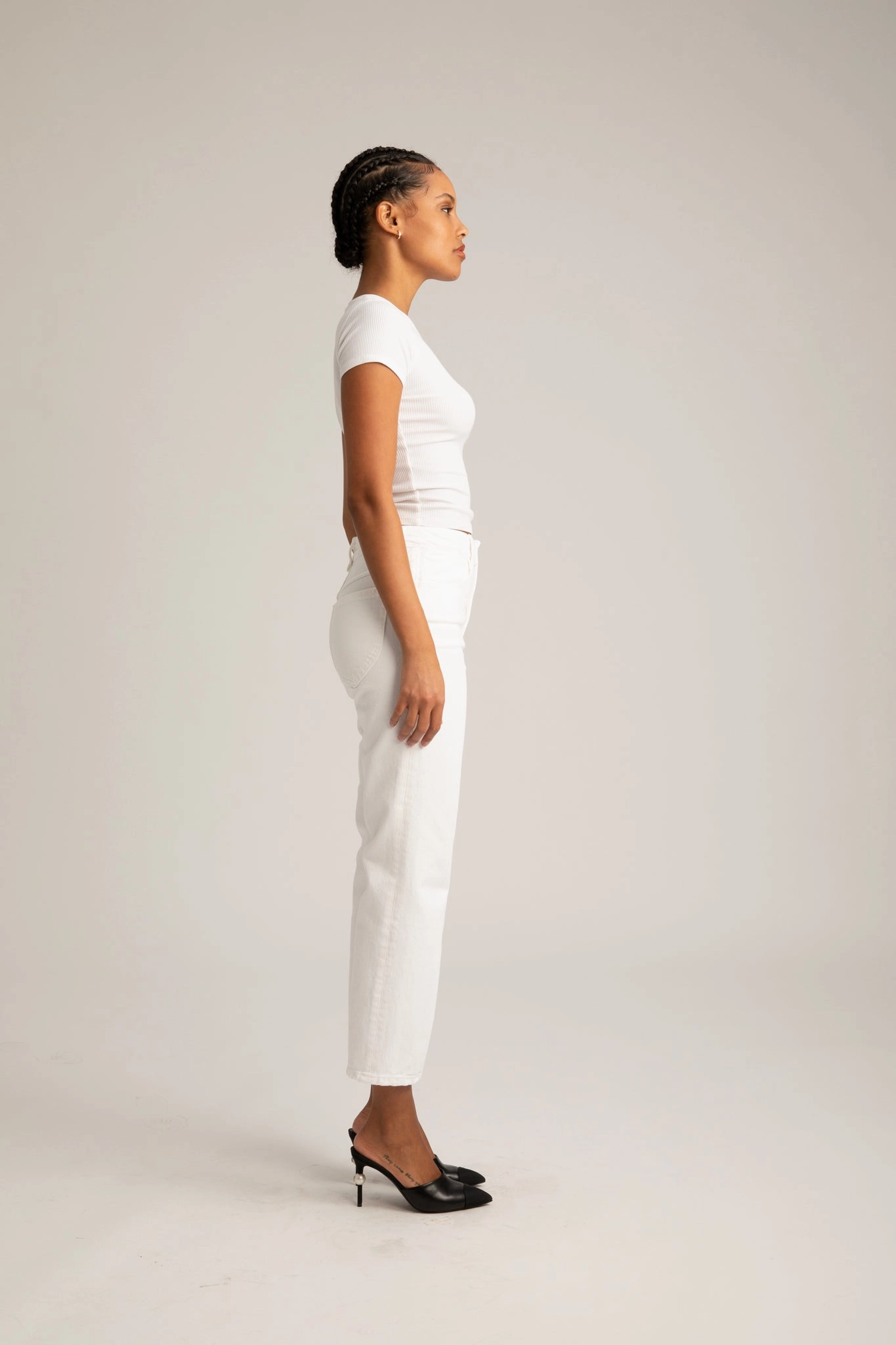 Sophia Crop Straight Leg Denim Layered Placket Design Breathable Design