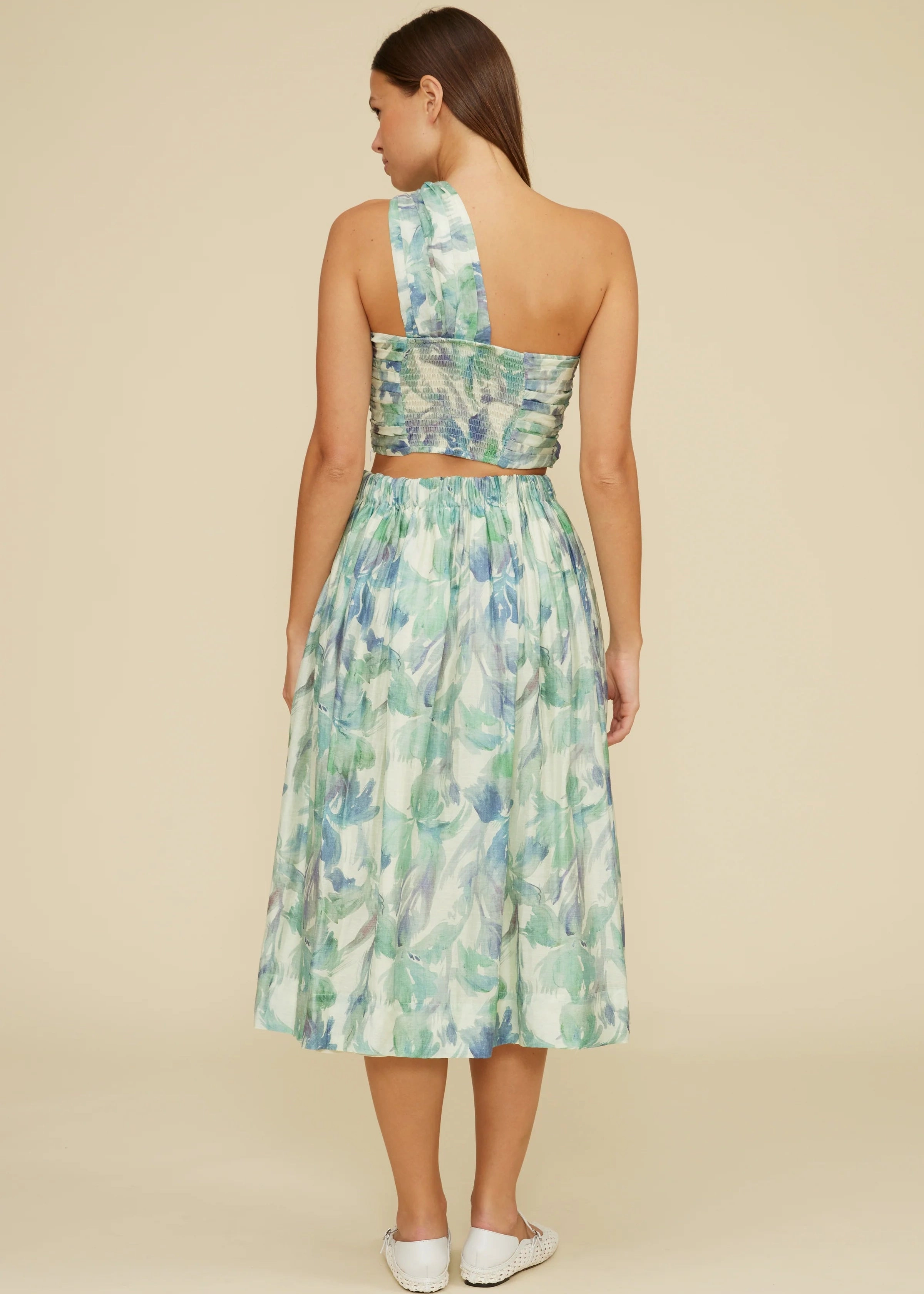 SOPHIA FLORAL MIDI SKIRT Easy Layer Fashion Combo