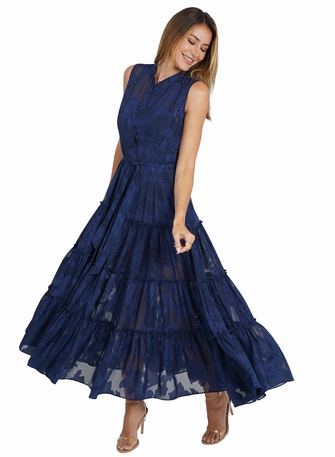 Cool Draping Structured-Shape Sophie Dress Navy