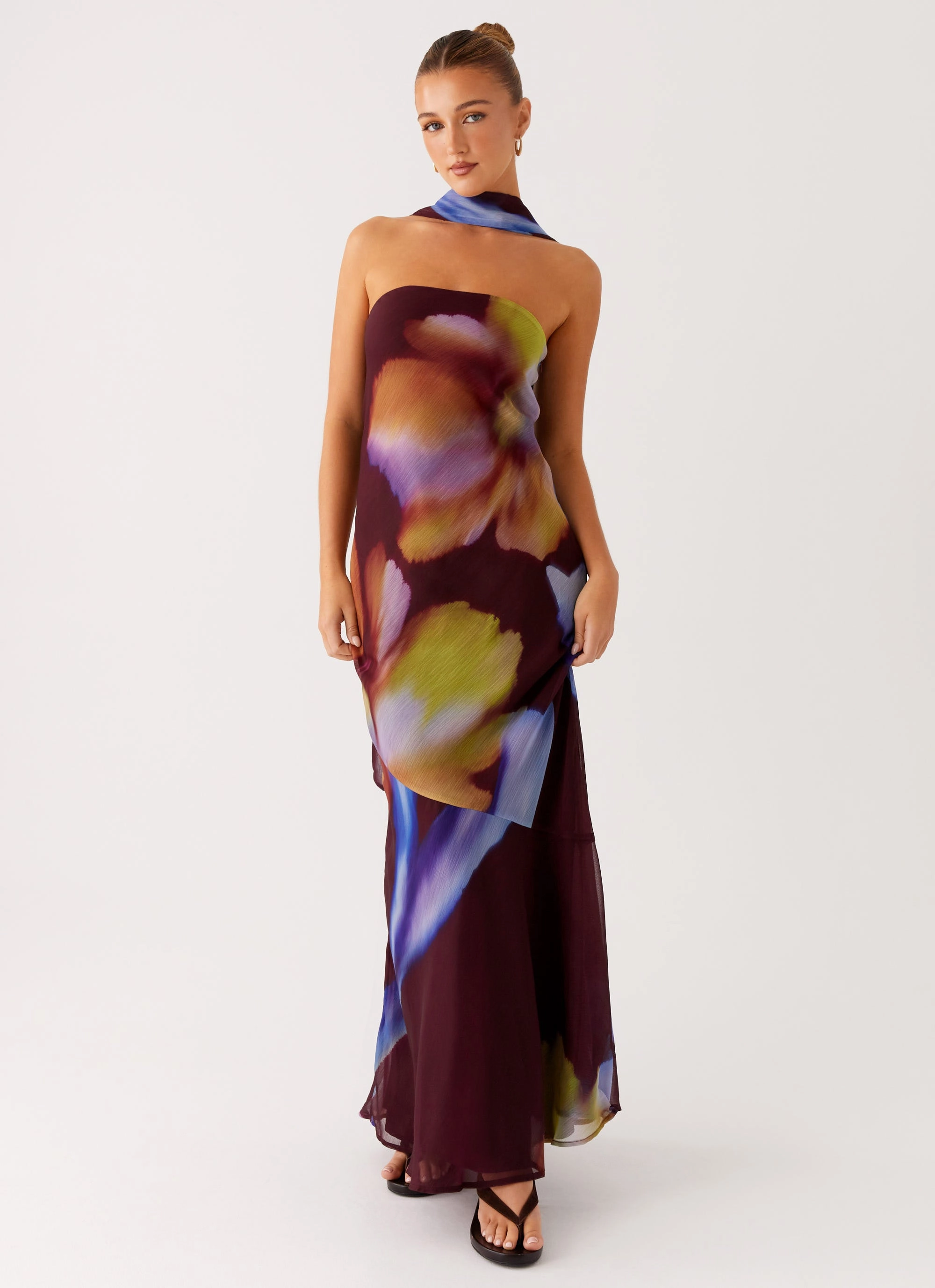 Flexible Fabric Inclusive Fit Under The Pagoda Maxi Dress - Dark Floral