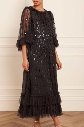 Flattering Design Modern Layers Sequin Dash Ballerina Dress